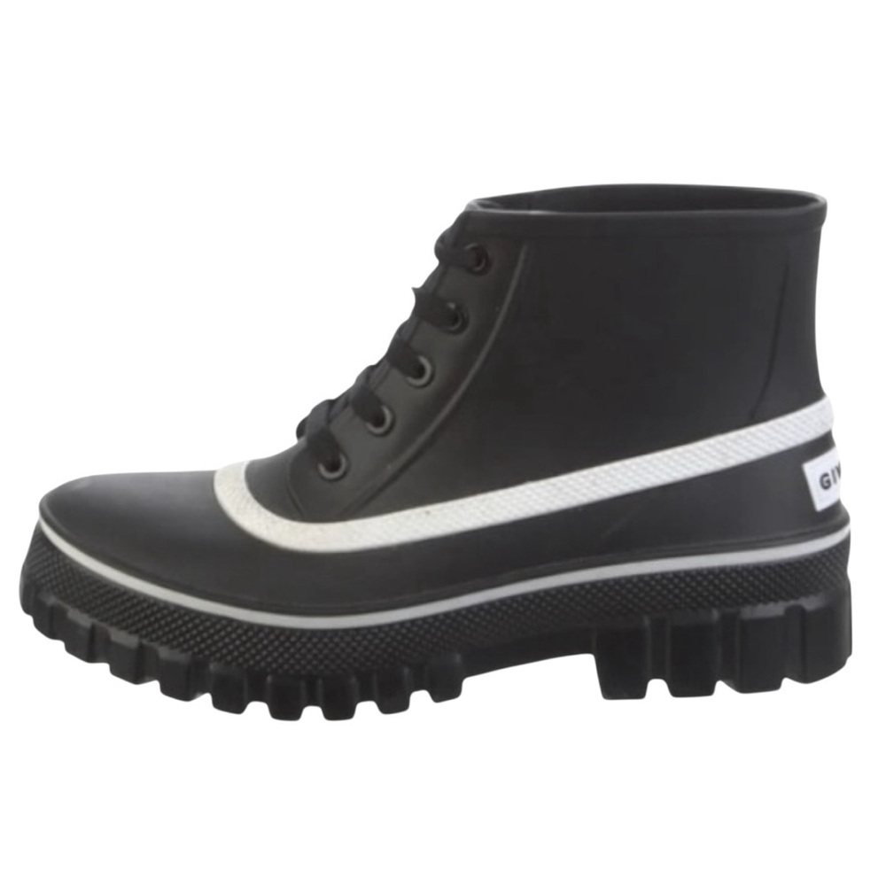 NWT Givenchy Bottine Glaston Waterproof PVC & Rubber Lace-Up Lug Sole Rain Boot